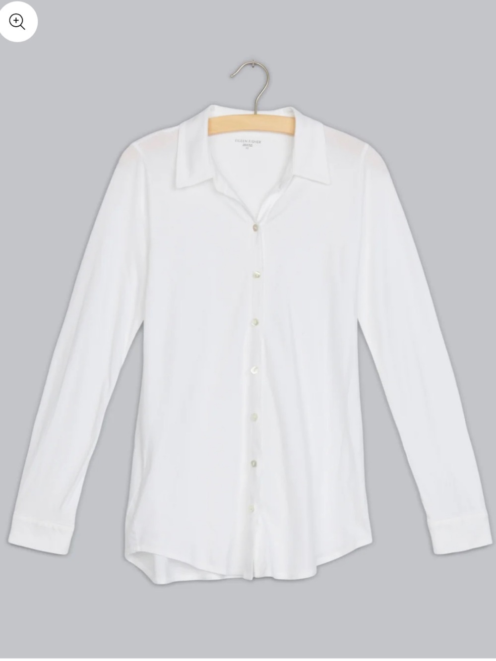 Eileen fisher Organic Cotton Easy Jersey Shirt size medium white button down